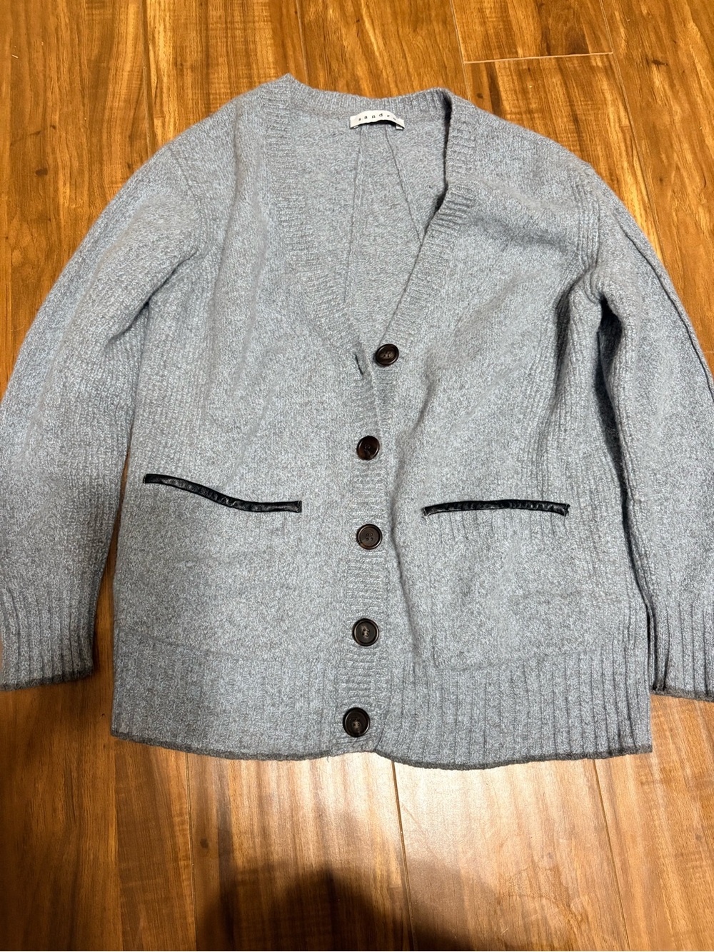 Sandro Gray Button Front Wool Cardigan Sweater